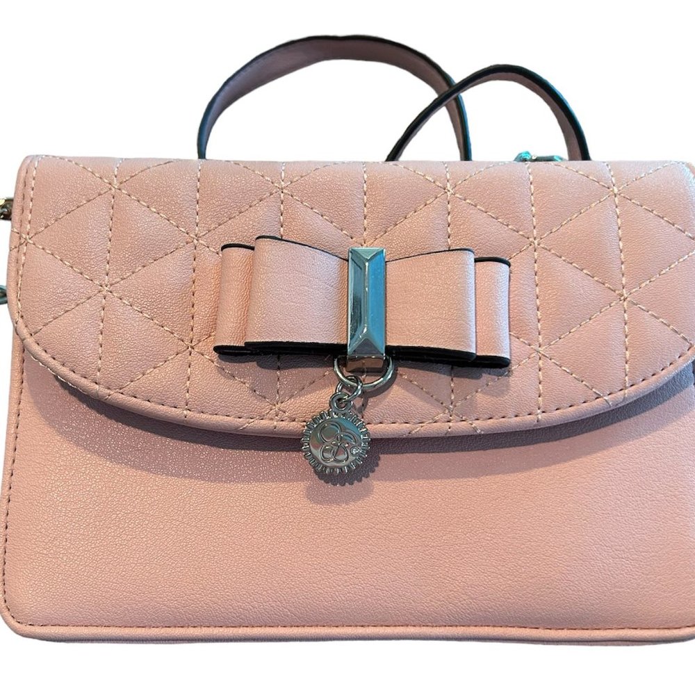 Jessica Simpson Pink Crossbody Purse With Bow Handbag Bag Chain Strap